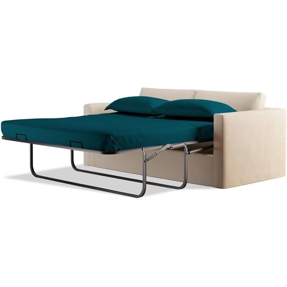 600 Thread Count Pima Cotton Sleeper Sofa 4-PCs Sheet Set Full Sofa Size Teal Solid, Fits (5 Inch Deep)