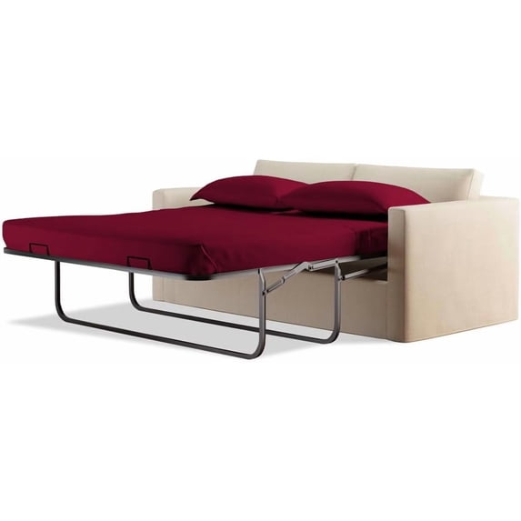 600 Thread Count Pima Cotton Sleeper Sofa 4-PCs Sheet Set Queen Sofa Size Burgundy Solid, Fits (5 Inch Deep)