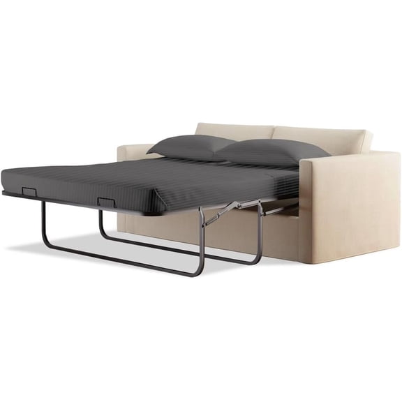 600 Thread Count Pima Cotton Sleeper Sofa 4-PCs Sheet Set Queen Sofa Size Elephant Gray Stripe, Fits (5 Inch Deep) Sofa Bed Sheets