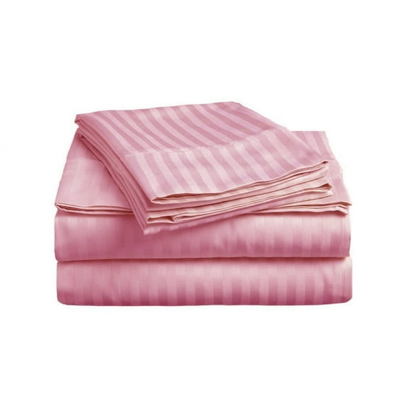 600 Thread Count Pima Cotton Sleeper Sofa 4-PCs Sheet Set Queen Sofa Size Light Pink Stripe, Fits (5 Inch Deep) Sofa Bed Sheets