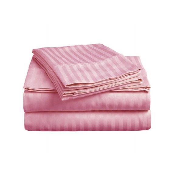 600 Thread Count Pima Cotton Sleeper Sofa 4-PCs Sheet Set Queen Sofa Size Light Pink Stripe, Fits (8 Inch Deep) Sofa Bed Sheets