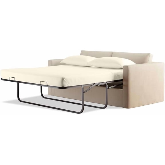 600 Thread Count Pima Cotton Sleeper Sofa 4-PCs Sheet Set Twin Sofa Size Ivory Solid, Fits (6 Inch Deep)