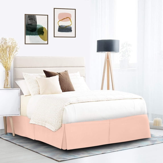 600 Thread Count Egyptian Cotton Split Corner Bed Skirt – 14-Inch Drop, Tailored Fit 1-PC Bed Skirt, Short Queen, Peach
