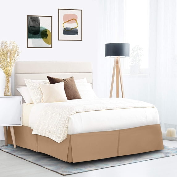 600 Thread Count Egyptian Cotton Split Corner Bed Skirt – 18-Inch Drop, Tailored Fit 1-PC Bed Skirt, Full, Taupe
