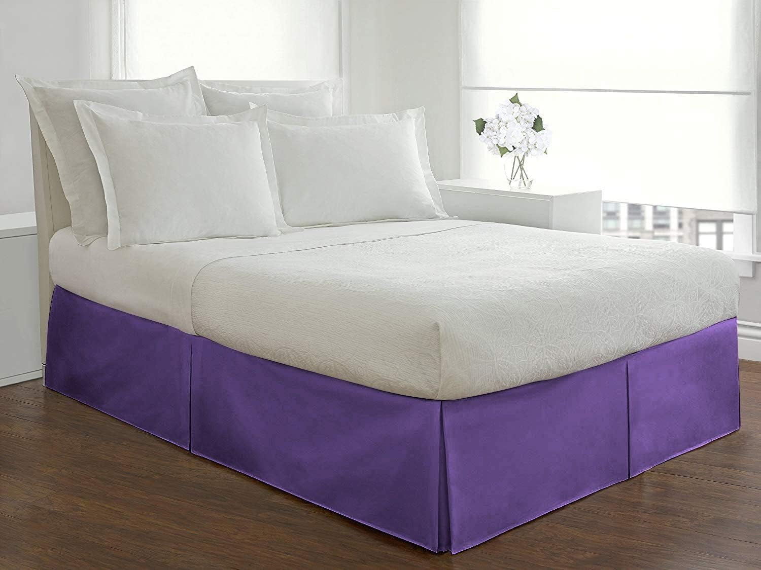 600 Thread Count Egyptian Cotton Split Corner Bed Skirt – 24-Inch Drop, Tailored Fit 1-PC Bed Skirt, California King, Purple