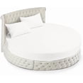 thumbnail image 1 of 600-Thread Count Egyptian Cotton Twin Round Bed Sheet Set – Fits 72" Diameter Mattress, 25-30" Deep Pocket – Stripe White, Twin 72" Diameter, 1 of 6
