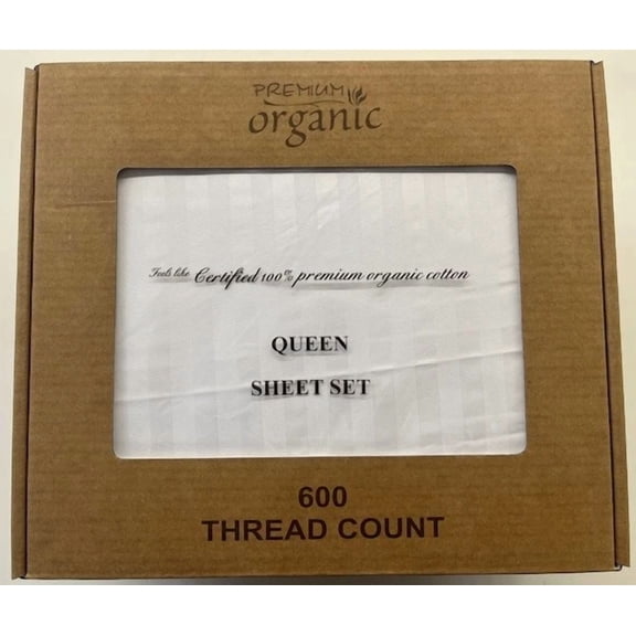 600 Thread Count Sheet Sets,Made By Premium Organic, 100% Cotton, For Extra Deep Mattresses, King Size, White