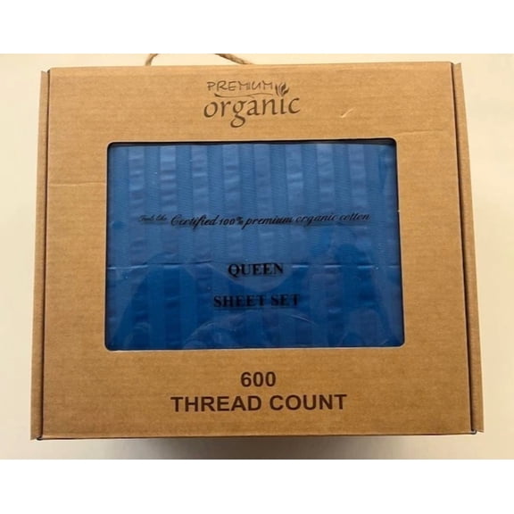 600 Thread Count Sheet Sets,Made By Premium Organic, 100% Cotton, For Extra Deep Mattresses, Queen Size, Dark Blue