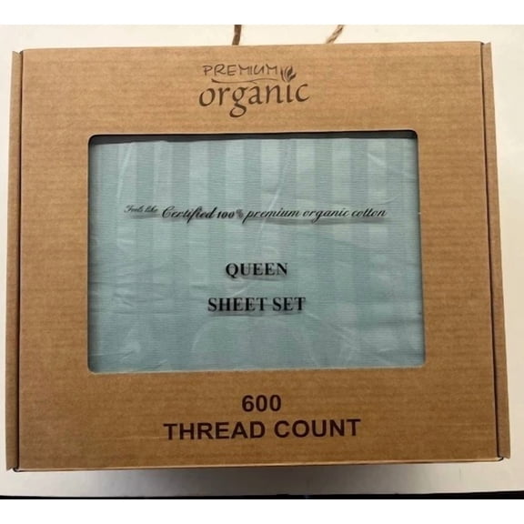 600 Thread Count Sheet Sets,Made By Premium Organic, 100% Cotton, For Extra Deep Mattresses, Queen Size, Green