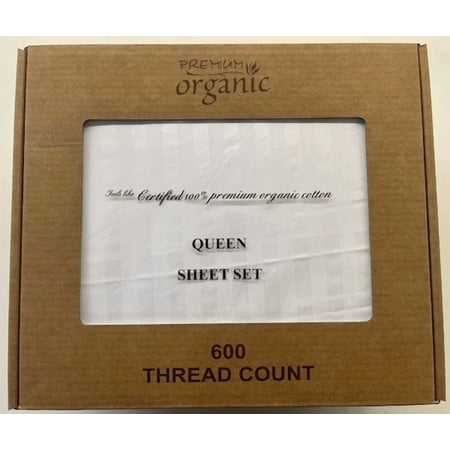 600 Thread Count Sheet Sets,Made By Premium Organic, 100% Cotton, For Extra Deep Mattresses, Queen Size, White