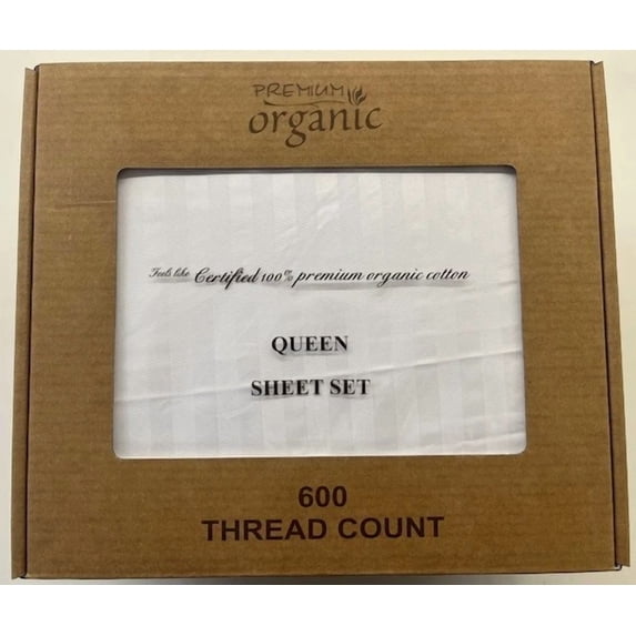 600 Thread Count Sheet Sets,Made By Premium Organic, 100% Cotton, For Extra Deep Mattresses, Queen Size, White