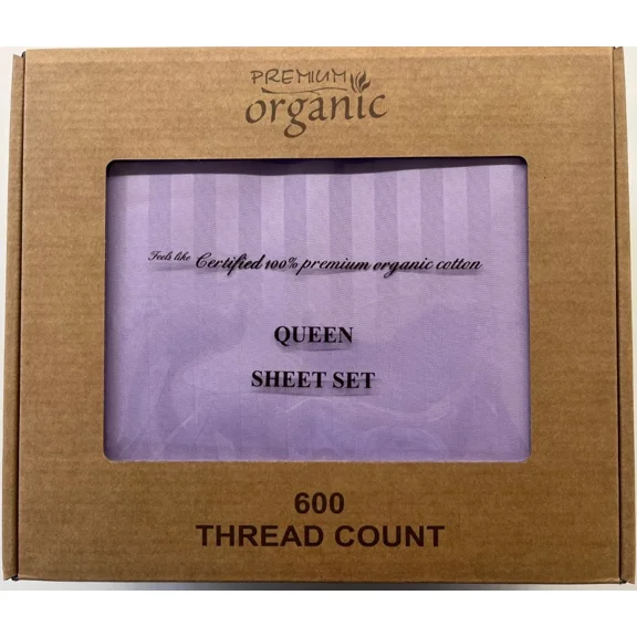600 Thread Count Sheet Sets,Made By Premium Organic, 100% Cotton, For Extra Deep Mattresses, Twin Size, Lavender