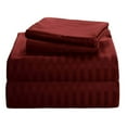 thumbnail image 1 of 600 Thread Count Sleeper Sofa Bed Sheet Set - Egyptian Cotton 4-PCs Full Sofa Burgundy Stripe Fit Up To 8" inches Deep Pocket, 1 of 5