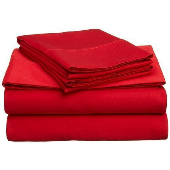 600 Thread Count Sleeper Sofa Bed Sheet Set - Egyptian Cotton 4-PCs Queen Sofa Red Solid Fit Up To 5" inches Deep Pocket