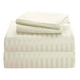 thumbnail image 1 of 600 Thread Count Sleeper Sofa Bed Sheet Set - Egyptian Cotton 4-PCs Twin Sofa Ivory Stripe Fit Up To 5" inches Deep Pocket, 1 of 5