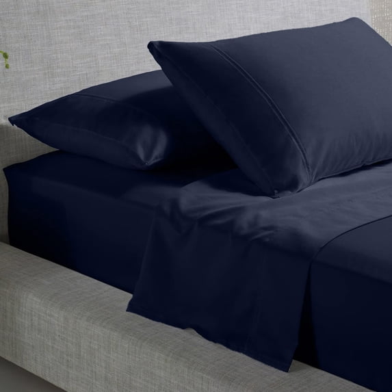 600 Thread Count - Sleeper Sofa Bed Sheet Sets 4 Pieces - 100% Egyptian Cotton Sheets for Sofa Bedding Fits Upto 6" Deep - Luxury & Breathable Sheets Sets - Navy Blue Solid, Olympic Queen Size.