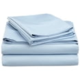 thumbnail image 1 of 600 Thread-Count Wrinkle-Resistant Cotton-Blend Sheet Set Light Blue / King, 1 of 1