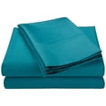thumbnail image 1 of 600 Thread-Count Wrinkle-Resistant Cotton-Blend Sheet Set Teal / Full, 1 of 1