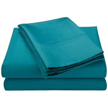 600 Thread-Count Wrinkle-Resistant Cotton-Blend Sheet Set Teal / Twin