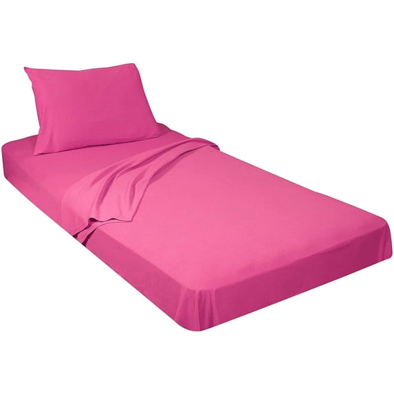 600 Threat Count 100 % Egyptian Cotton 4-Pcs Sheets for Cot Bunk Bed-Perfect for Narrow Twin/Cot Size/Rv Bunk/Guest Bed Replacement Deep 10-Inch Color Hot Pink Solid Cot Size Sheets- 28" X 75"