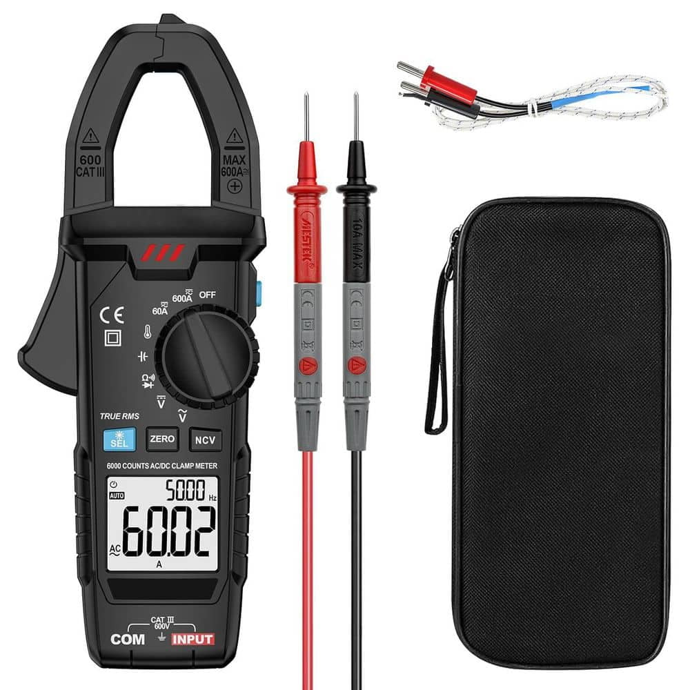 600-Volt 600-Amp AC/DC Digital Clamp Meter with True-RMS, NCV, and LED ...