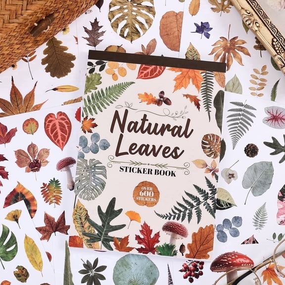 600  Waterproof Vinyl Leaf Stickers, 30 Sheets Realistic Botanical Foliage Plant Stickers Book for Journaling Scrapbooking Water Bottle Laptop Planner Decoration, Nature-Themed DIY Supplies for Women