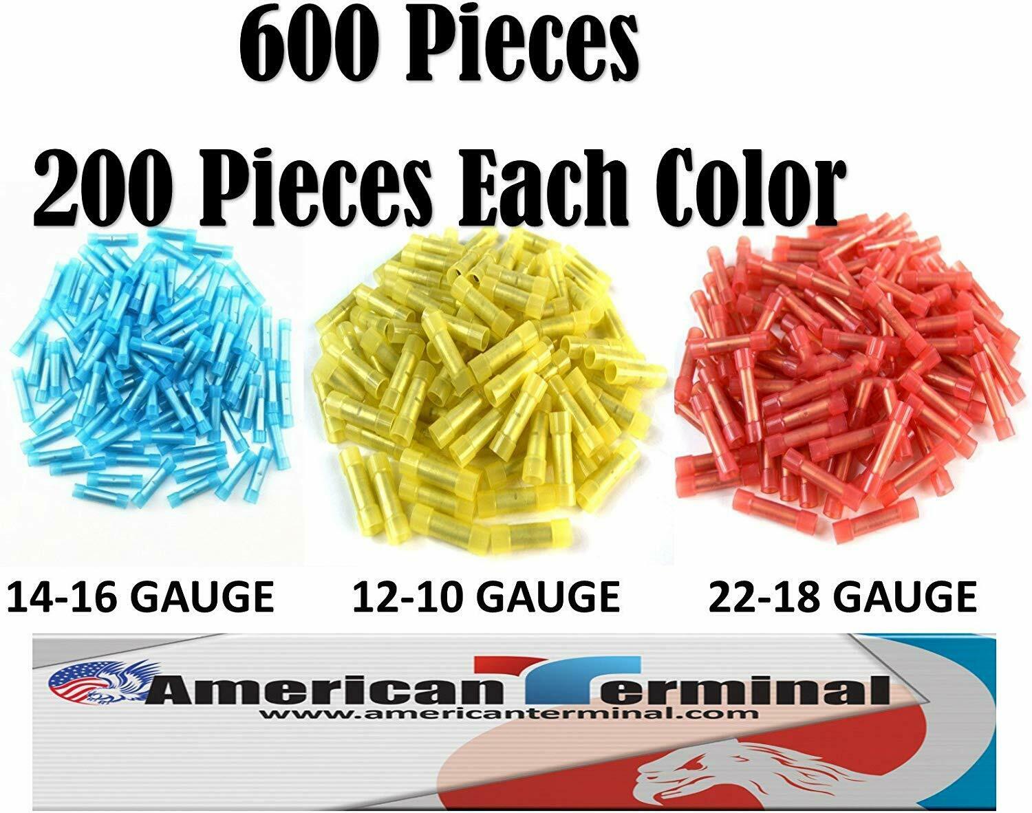 600 Wire Butt Connectors Yellow/Blue/Red Nylon Car Audio Crimp Terminals