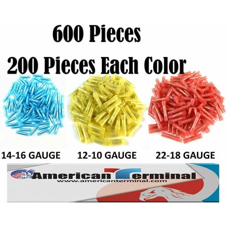 600 Wire Butt Connectors Yellow/Blue/Red Nylon Car Audio Crimp Terminals