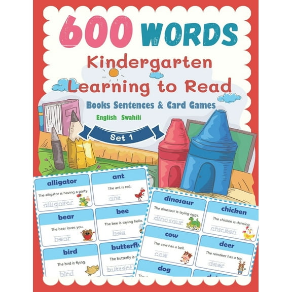 600 Words Kindergarten Learning to Read Books Sentences & Card Games English Swahili Set 1: Smart (Paperback) by Ashley Wolfley