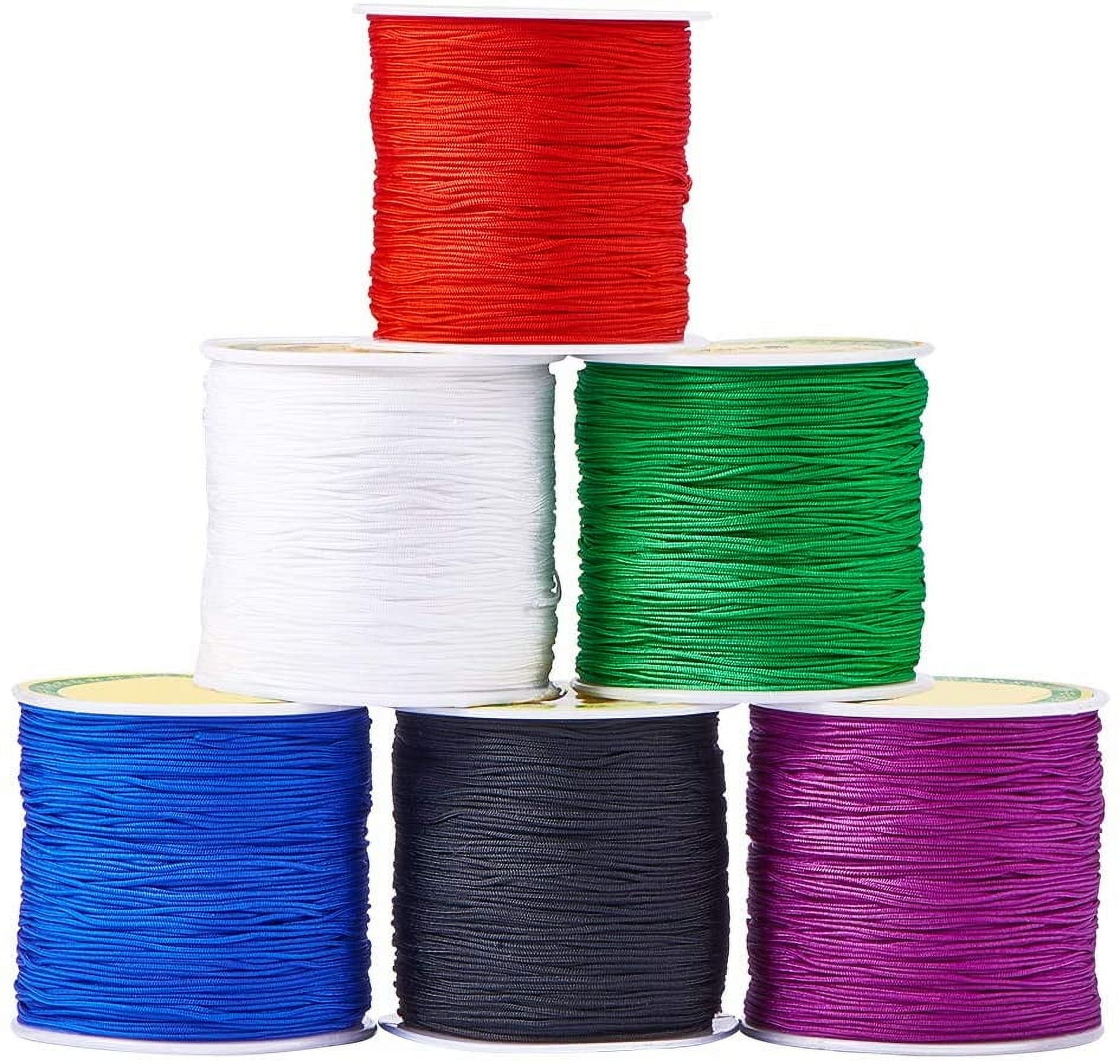 600 Yards 0.8mm Nylon Beading String Bracelet String Chinese Knotting Cord Kumihimo Macrame Cord Lift Shade Cord Trim for Macrame Friendship Bracelets Christmas Ornament 6 Color Mixed Color 1set