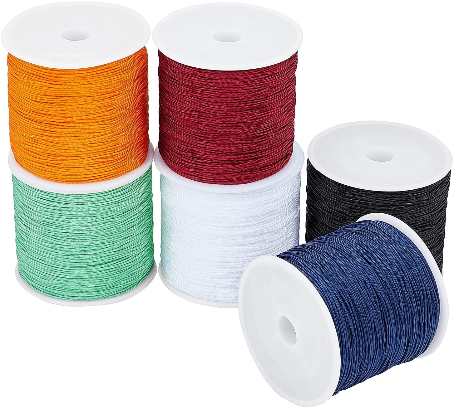 600 Yards Chinese Knotting Cord 6 Colors 0.8mm Nylon Beading Cord Nylon Thread Kumihimo Beading String for Necklace Bracelet Beading Kumihimo Chinese Knot