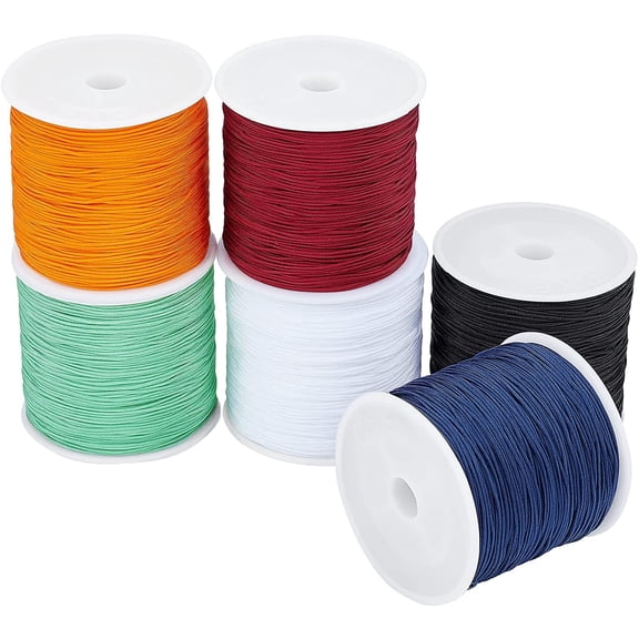 600 Yards Chinese Knotting Cord 6 Colors 0.8mm Nylon Beading Cord Nylon Thread Kumihimo Beading String for Necklace Bracelet Beading Kumihimo Chinese Knot