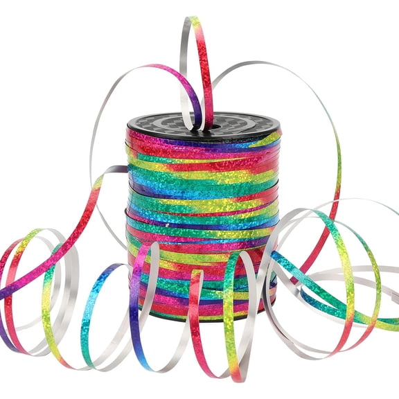 600 Yards Curling Ribbon, Balloon String Roll Ribbon and Bows for Gift Wrapping Birthday Christmas Florist Flowers Arts Crafts Decor(Laser Rainbow)
