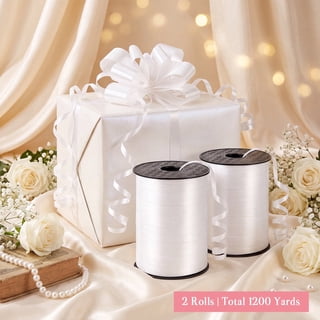jaikg 1200 Yards White Curling Ribbon 1/5 Inch for Wedding Decor Party Gift Wrapping
