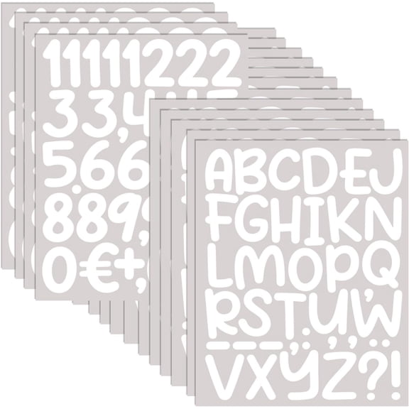 600 count 16 Sheets Letter Stickers 2 Inch Large Alphabet Sticker Vinyl Self Adhesive Number Sticker Suitable for Indoor Outdoor Mailbox Poster Crafts (Cartoon,White)