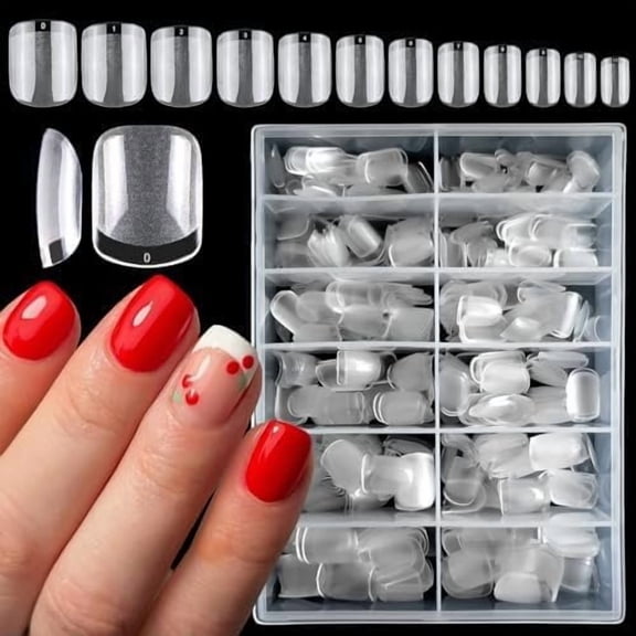 600 count Extra Short Square Tips Clear Press Nails Short Nails, Soft Gel Tip Full Cover Clear Nails XS Square Artificial Fingernail for Gel Extension