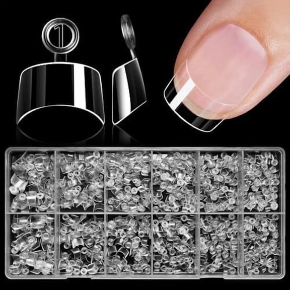 600 count Extra Short Square Tips, Half Cover Clear Soft Gel Tips Square, 12 Sizes Press False Nails Tips for Extension, Salon and DIY
