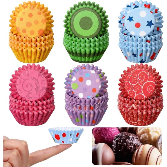 600 count Mini Cupcake Paper Liners Rainbow Christmas Baking Cups Colorful Muffin Liners Candy Cup Cupcake Wrappers Disposable for Birthday Party Wedding Greaseproof Paper (dot)