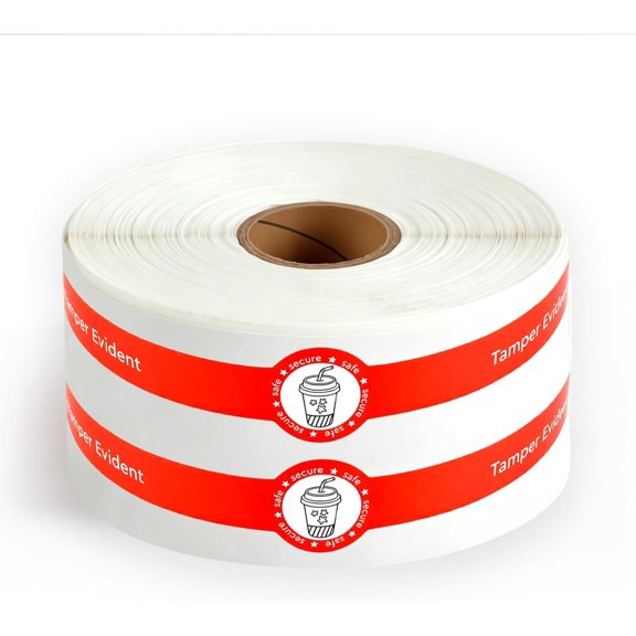 600 count Tamper Evident Seal Stickers, 1x9 Inch Seals | Bulk Spill-Proof, -Resistant Takeout Safety Labels for Beverage Cups, Boxes and Takeout Packaging