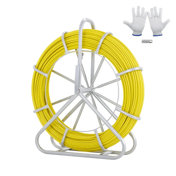 600 ft Fish Tape Fiberglass 5/16" Duct Rodder w/ Steel Reel Stand