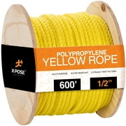 600 ft Twisted Polypropylene Rope - 1/2" - Yellow Floating Poly Pro Cord - Resistant to Oil, Moisture, Rot, Mold, Marine Growth and Chemicals - Reduced Slip, Easy Knot, Flexible - by Xpose Safety