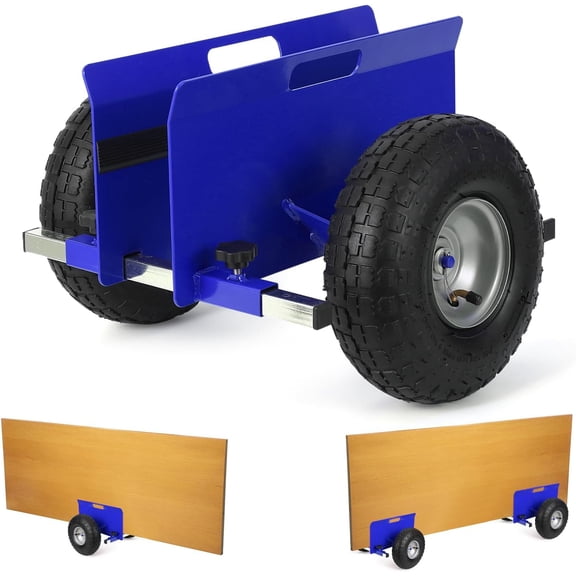 600 lb Panel Dolly with 10 In Inflatable Tires and Adjustable Clamp for Drywall Transport