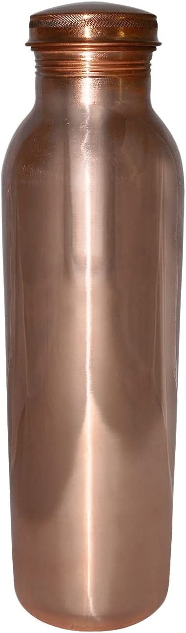 600 ml / 20.28 oz - Traveller's 100 % Pure Copper Water Bottle for Ayurvedic Health Benefits | Joint Free, Leak Proof - Stylish Water Thermos Bottle