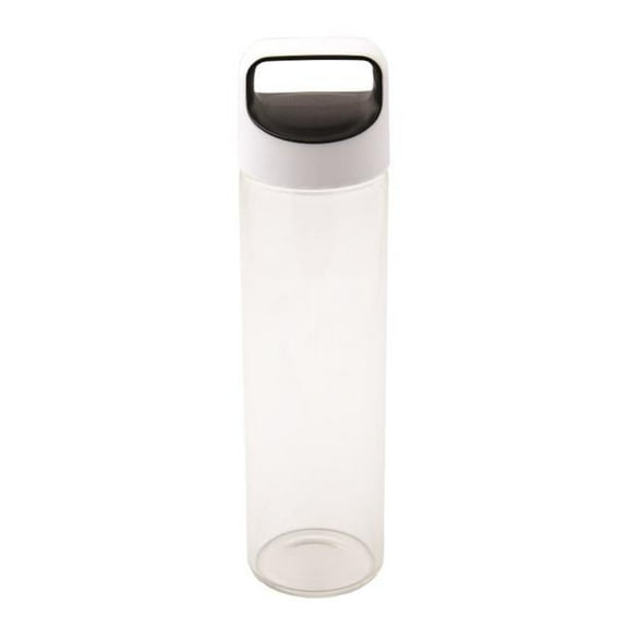 600 ml 20 oz Glass Water Bottle - Clear Glass Bottle / White / Black Lid