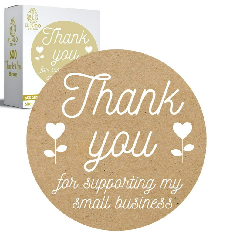 600 pcs 1.5 Thank You for Supporting My Small Business Stickers I 600 pcs  Roll Kraft Paper Thank You Stickers