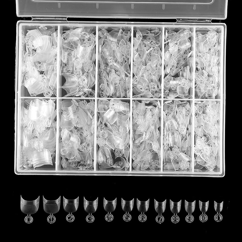 600 pcs Short Nail Tips Short Oval Half Cover False Nail Tips 12 Sizes False Nails Tips With Box