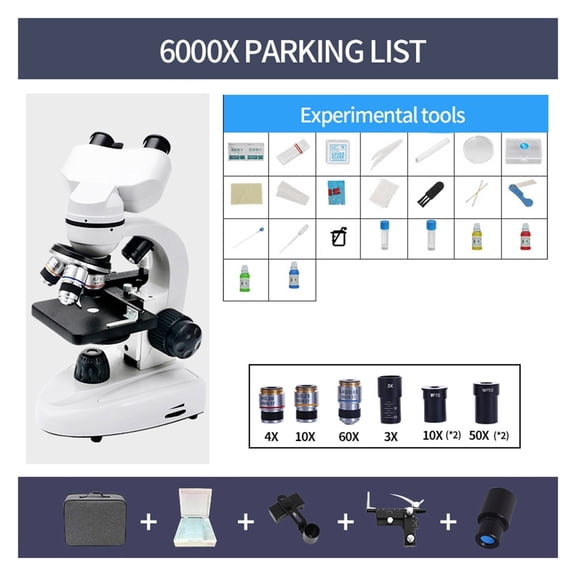 6000-15000X Biological Zoom HD Microscope Digital LED Lab Compound Microscope With Wide-Field 10X And 50X Eyepieces For Lab ,Wide and Clear Vision