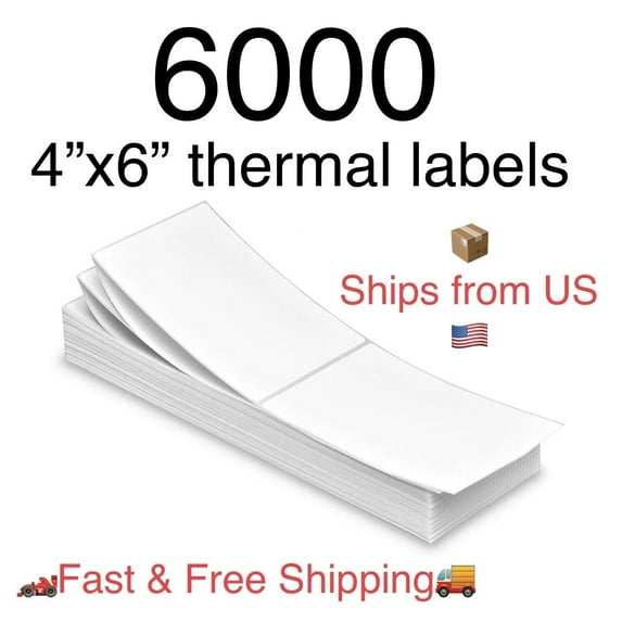 6000 4x6 Fanfold Thermal Labels Direct Shipping Label for Zebra Rollo Printer