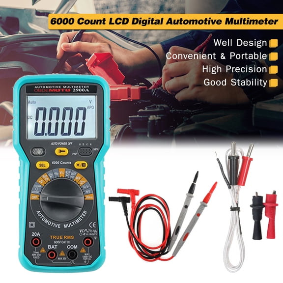 6000 6000 Count LCD Digital Automotive Multimeter True RMS Universal Tester With Flashlight