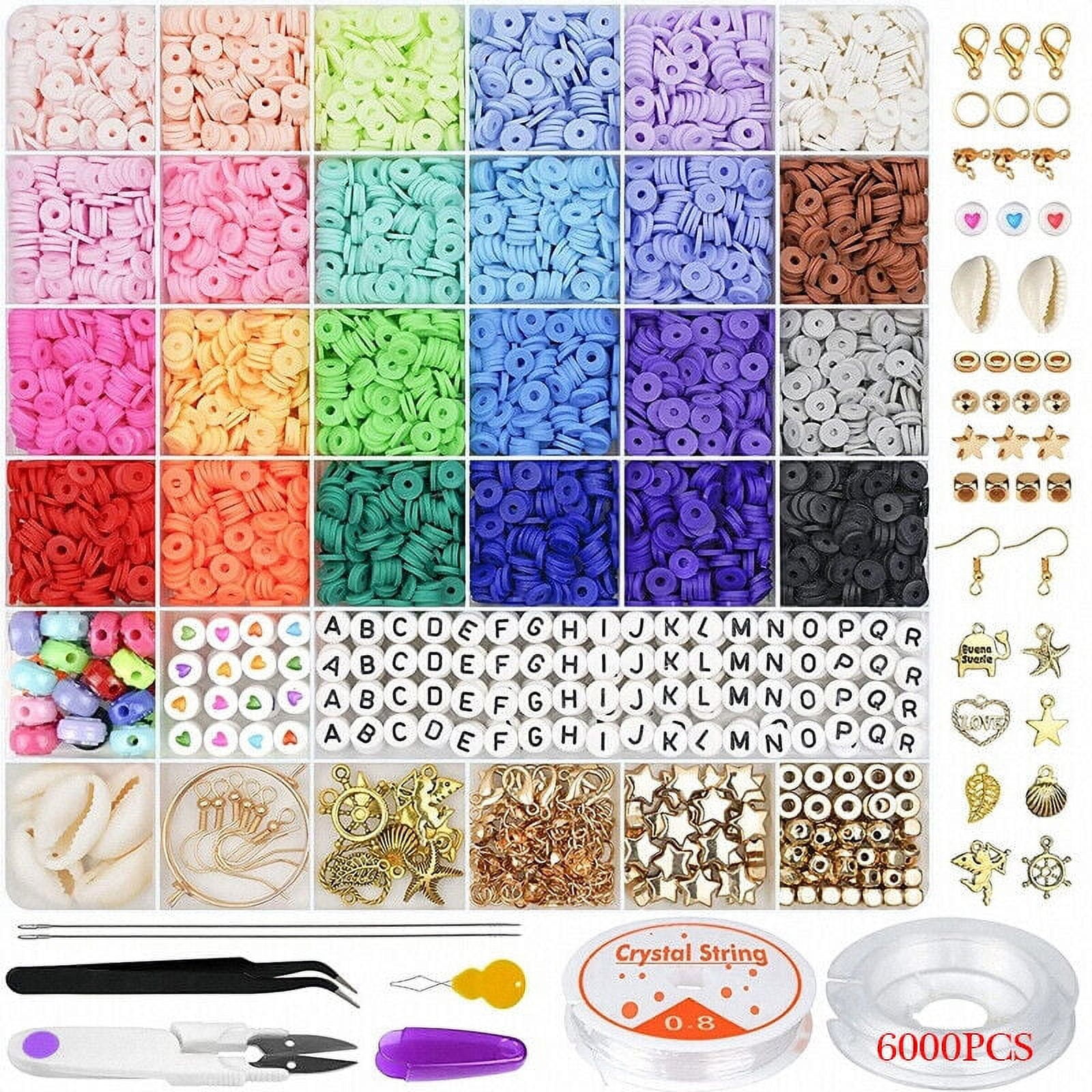 6000/9000Pcs Clay Beads Bracelet Making Kit Round Flat Beads Polymer Clay Beads Set DIY Kit